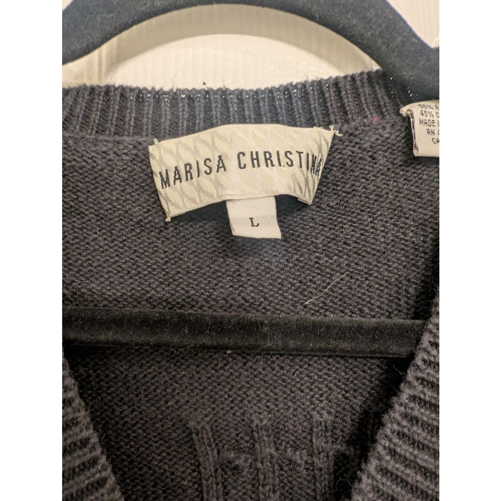 Vintage Scottie Dog Cardigan Black Knit V-Neck Sweater White Terrier Intarsia L - Picture 5 of 7